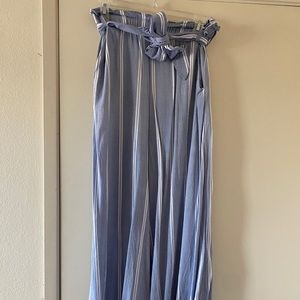 H & M wide leg blue and white striped pant